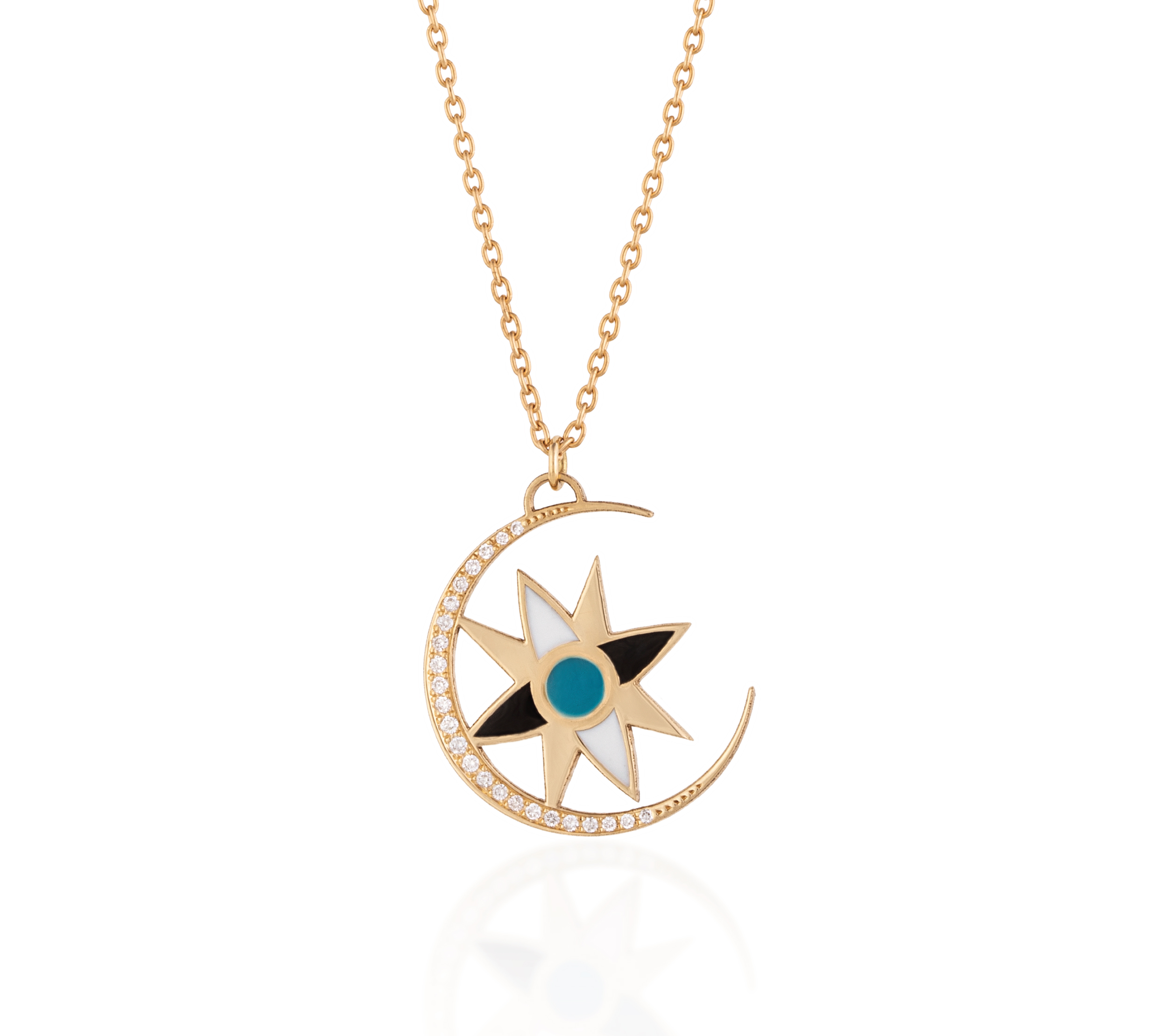 Star in Moon Diamond Necklace | Falamank