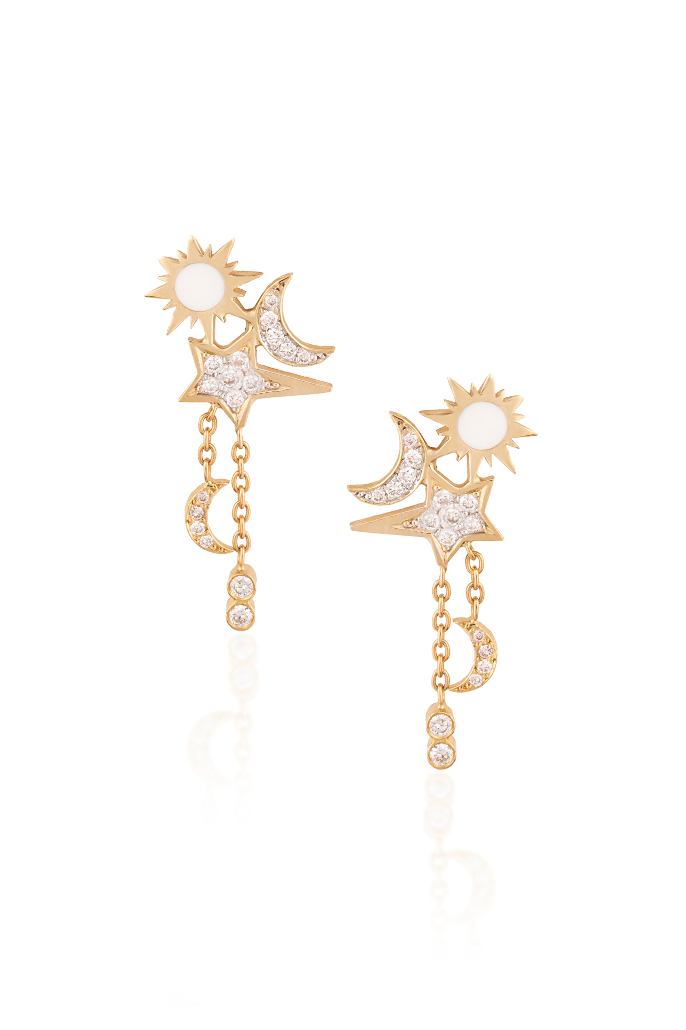 Special event-earrings-charm-diamond-white enamel-trendy